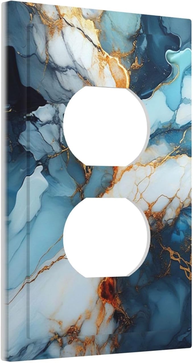 Decorative Outlet Covers Golden Abstract Luxury Marble 1 Gang Duplex Light Switch Cover Plate Electrical Switch plates Wall Plates Receptacle Covers for Livingroom Bathroom Decor