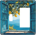 Window View Coastal Lemon Tree Mediterranean Landscape Outlet Covers 1 Toggle 1 Rocker Combination Decorative Wall Plate Electrical Switch Plates Light Switch Cover Plate for Bedroom Living Room Decor
