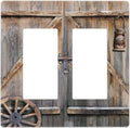 Wood Garage Barn Door Cabin 2 Gang Double GFCI Rocker Rocker/Decorator Light Switch Cover Decorative Outlet Wall Plate Electrical Faceplate Screwless