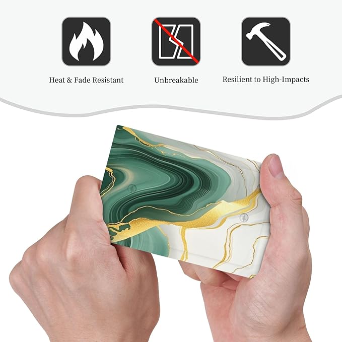 Light Switch Cover Plate Turquoise Marble Texture Golden Lines 1 Gang No Device Blank Electrical Wall Plates Faceplate Decorative Switch Plate For Bed Room Bathroom Decor