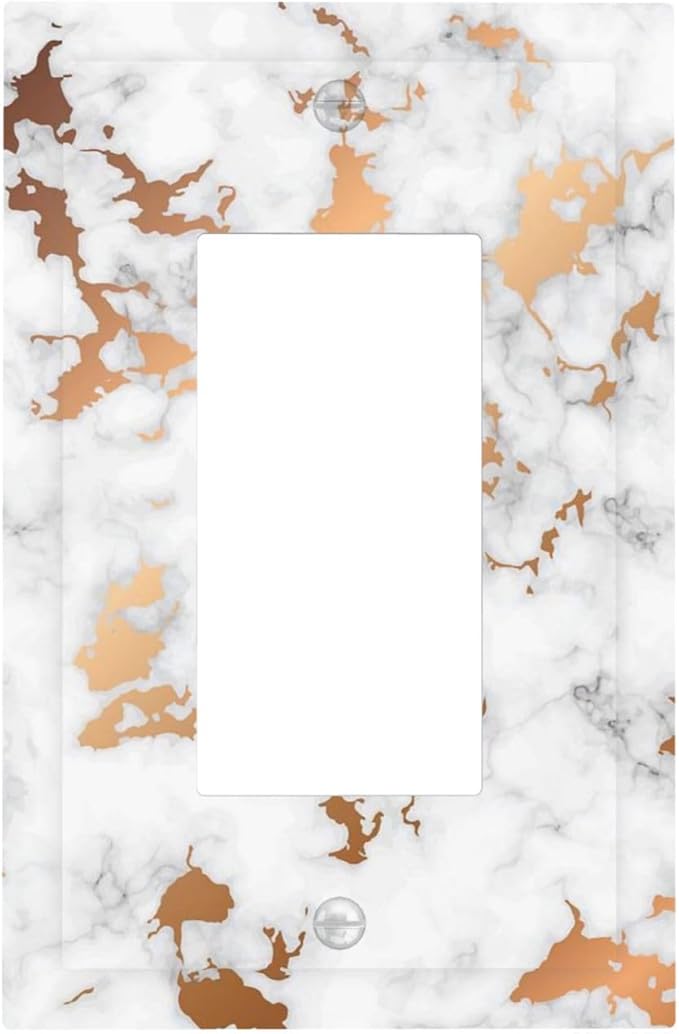 Luxury White Gray Golden Marble 1 Gang Rocker/Decorator Light Switch Cover Modern Gold Vein Cracked Ink Marbled Textured Decorative Gfci Device Receptacle Switch Face Wall Plate Cover