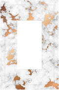 Luxury White Gray Golden Marble 1 Gang Rocker/Decorator Light Switch Cover Modern Gold Vein Cracked Ink Marbled Textured Decorative Gfci Device Receptacle Switch Face Wall Plate Cover