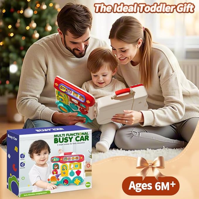 Montessori Busy Board Toys for 1 Year Old Boy, 1 Year Old Boy Birthday Gift, 54-in-1 English & Spanish Baby Busy Board Montessori Toys, Ideals 1st Birthday Gifts Boy, 1 Year Old Boy Toys Gifts