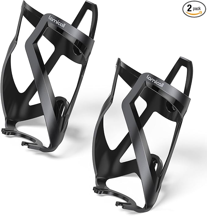 Lamicall 2 Pack Bike Water Bottle Holder - 1.2 Oz Ultralight & Sturdy Bike Cup Holder, Bicycle Drink Cage, Cycling Bike Water Bottle Cage with Screw Tool, for 2.75-3.94" Diameter Bottles