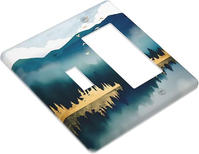 Mountains Landscape Lake Bird Reflection Outlet Covers 1 Toggle 1 Rocker Combination Decorative Wall Plate Electrical Switch Plates Light Switch Cover Plate for Bedroom Living Room Decor