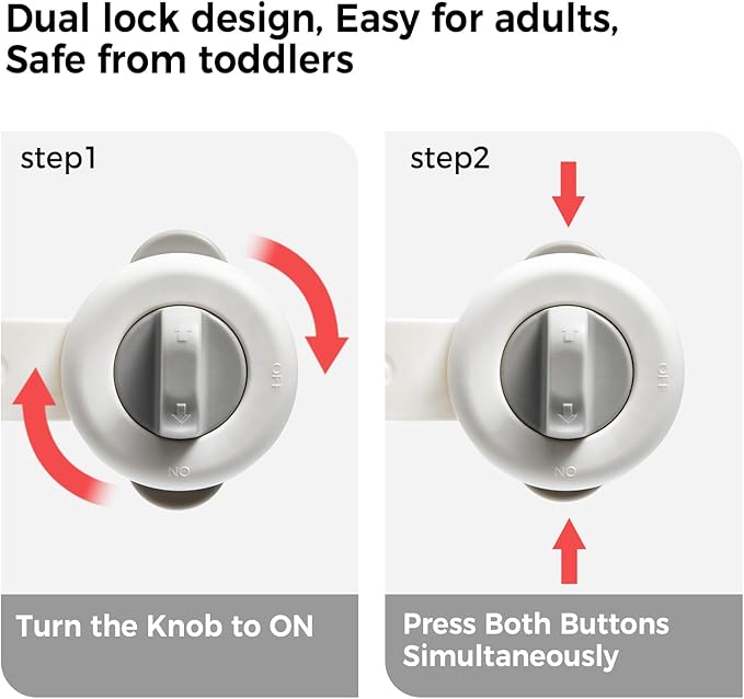 6 Pack Child Proof Cabinet Locks for Baby Proofing, Baby Proof Drawer Locks for Kids,Child Safety, Adjustable Child Locks for Cabinets and Drawers, Easy 3M Adhesive No Drilling (White)