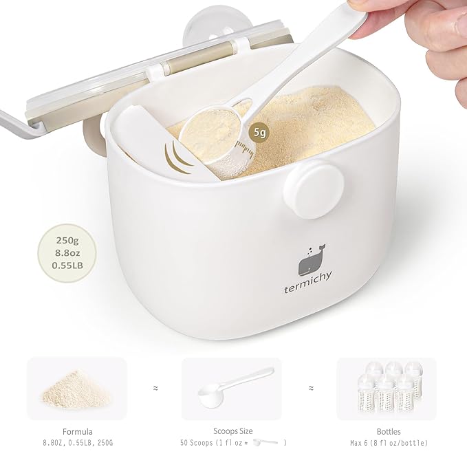 Termichy Baby Formula Dispenser, Portable Formula Dispenser Container with Scoop and Carry Handle for Travel Outdoor Activities for Baby Infant, 500ml 2Pack