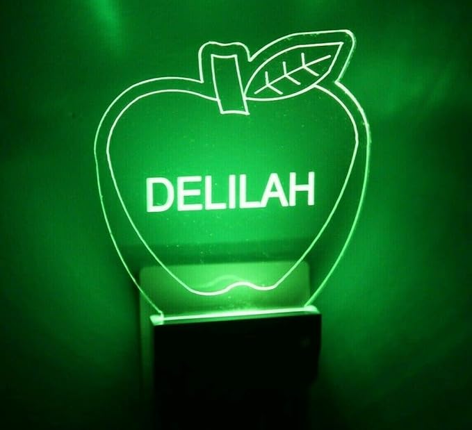 MIRROR MANIA Night Light Multi Color Personalized LED Plug-in, Ultra-Slim Touch Night Light Smart Dusk to Dawn Sensor, Kids Children's Bedroom Kitchen Bathroom Hallway Play Room Variations (Apple)