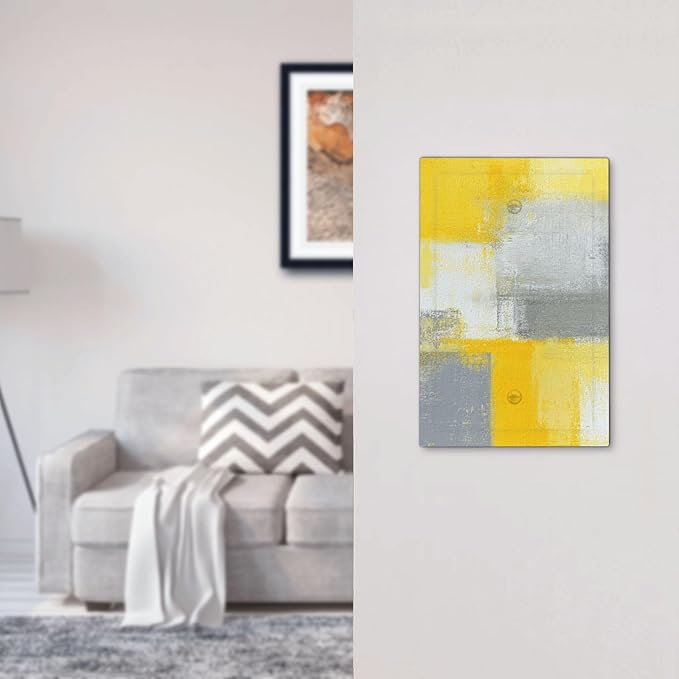 Light Switch Cover Retro Modern Gray Yellow Ombre Abstract Art Wall Plate Cover 1 Gang Blank No Device Decorative Outlet Covers Electrical Switchplate for Bathroom Bedroom Decor