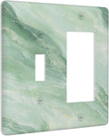 Light Switch Cover Green Marble Luxury Abstract 2 Gang Toggle Rocker Combo Socket Cover Wall Plates Decorative Switch Plates and Outlet Covers for Bathroom Bedroom Decor
