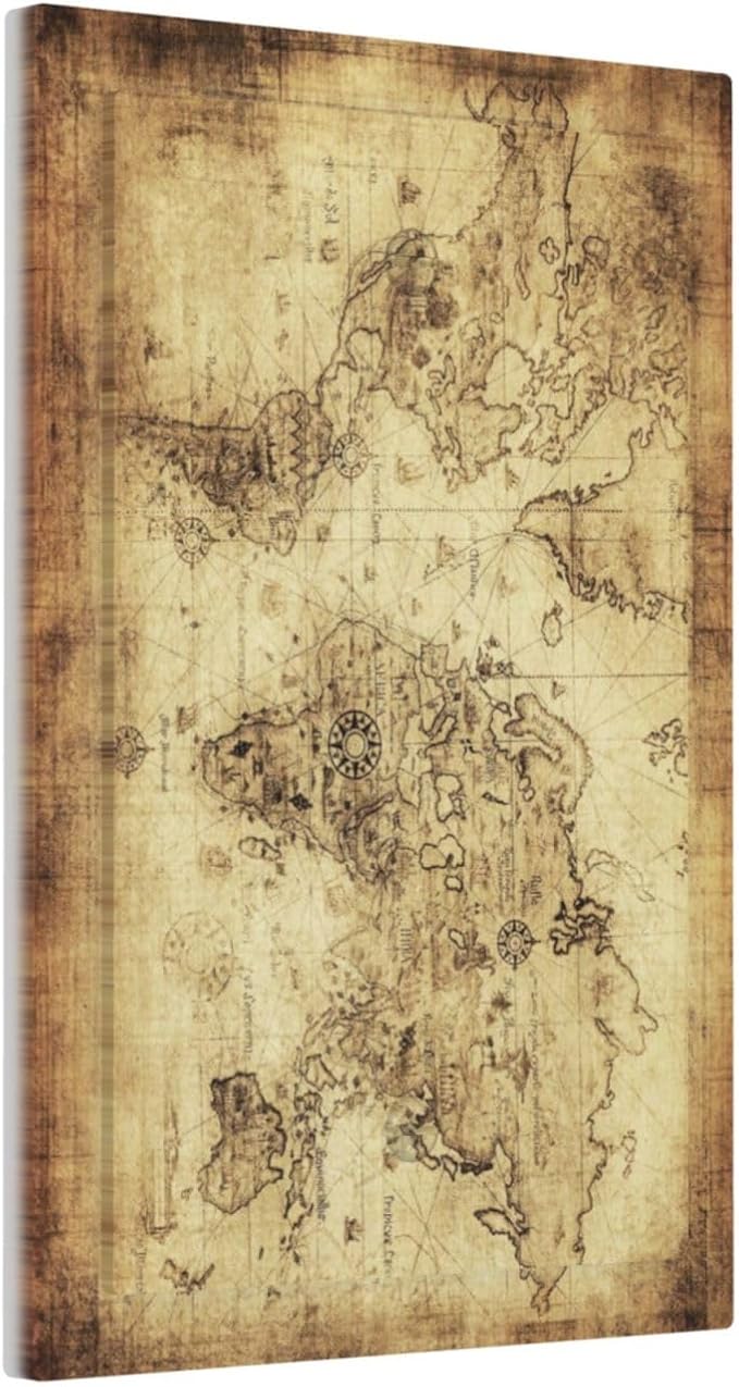 Old World Ocean Map 1 Gang No Device Wall Plate Decorative Blank Light Switch Cover Switchplate Electrical Faceplate for Bathroom Home Bedroom Art Decor