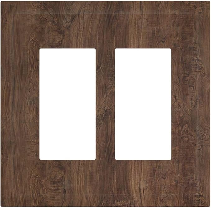 Decorative Outlet Covers Rustic Vintage Wood Grain Brown 2 Gang Double GFCI Rocker Electrical Wall Panels Light Switch Cover Plate for Farmhouse Cabin Decor