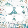 Sea Turtle Ocean Starfish Fish Coral Pearl Outlet Covers 2 Gang Double Duplex Decorative Light Switch Covers Electrical Wallplates Socket Faceplate for Bathroom Kids Room Decor