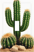 Boho Cactus Garden 1-Gang Toggle Light Switch Plate, Minimalist Desert Landscape Design Decorative Wall Plate for Bedroom Bathroom Living Room Decor