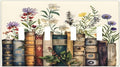 Plant Floral Books Colorful Flower Light Switch Covers Quad Toggle Electrical Faceplate 4 Gang Wall Plate Decorative Switch Plates Cover for Kids Room Bedroom Decor