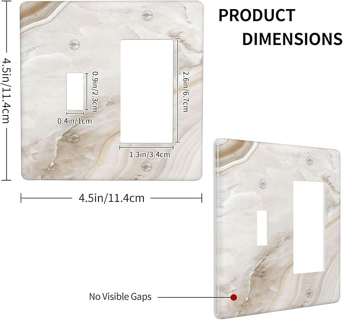 Outlet Covers Beige Marble Pattern 1 Toggle 1 Rocker Combination Decorative Wall Plate Light Switch Cover Plate Electrical Switch Plates for living Room Bedroom Decor