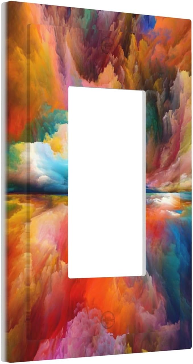 Light Switch Cover Plate Iridescent Abstract Colorful Clouds 1 Gang Single Rocker Decorative Switch Plates Rainbow Outlet Covers GFCI Receptacle Electrical Wall Plates for Bathroom Home Decor