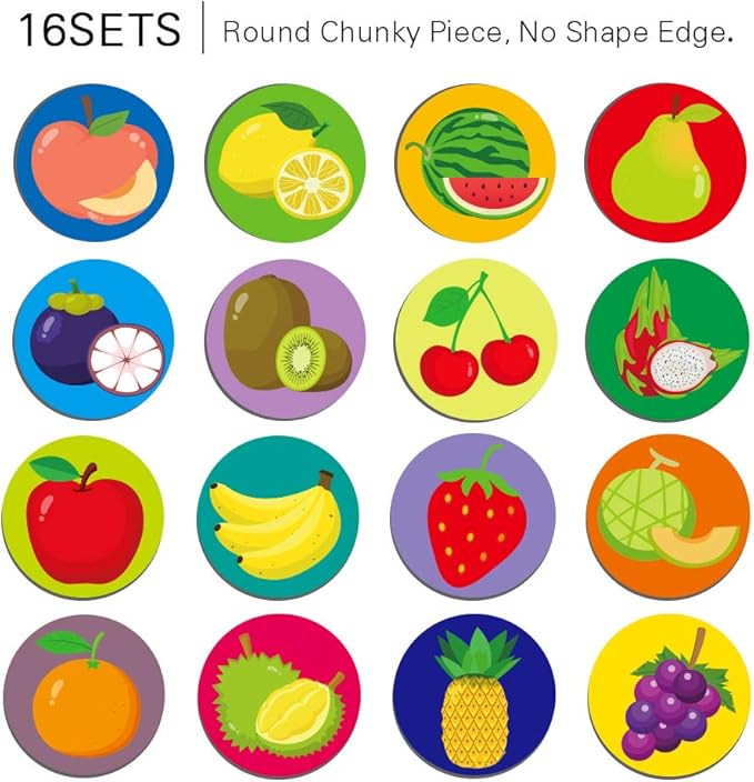 KiDEPOCH Memory Match Game – 16 Matching Pairs Preschool Memory Games Featuring Barnyard Element, Non Toxic Educational Memory Matching Game, Perfect for Kids, Toddlers, 3 Year Old or Up (Fruit)