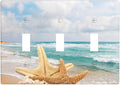 Ocean Beach Seashell Light Switch Cover Plates Decorative Triple Toggle Wall Plate, 3 Gang Lightswitch Cover