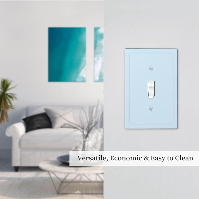 Decorative Solid Light Blue 1 Gang Single Toggle Light Switch Cpver Electrical Elegant Aqua/Teal Royal Blue Wall Plate Decorator Outlet Switchplate Faceplate Covers