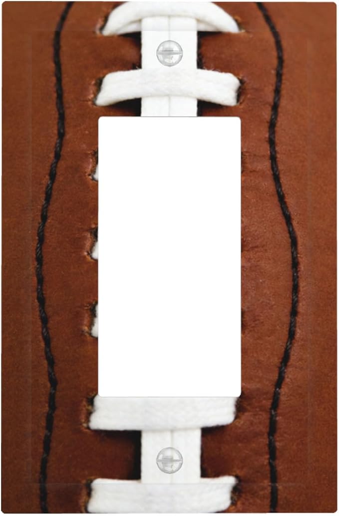 Football Laces Single Rocker Switch Cover - 1-Gang Standard US Size Game Day Sports Fan Light Switch Covers, Vintage Leather Texture for Boys Room