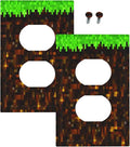 Outlet Covers Pixel Grass Block 1 Gang Duplex Light Switch Cover Plate Decorative Wall Plates Electrical Switchplate Receptacle for Kids Room Home Decor（2 Pack）