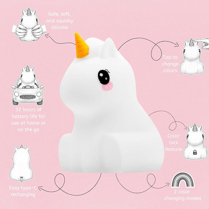 Lumipets, Night Light Kids, Kids Lamp, Kids Night Light, Baby Nightlight, Toddler Nightlight, Cute Unicorn Night Light for Girls, Kids Room, Rechargeable Battery