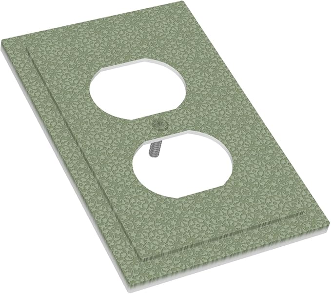 Sage Green Textured Duplex Wall Plate - 1-Gang Standard US Size Minimalist Botanical Weave Outlet Covers, Modern Farmhouse Linen Texture for Neutral Decor