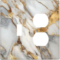 Light Switch Cover Plate White Gold Abstract Luxury Marble Patterns 2 Gang Outlet Covers 1 Toggle 1 Duplex Socket Cover Wallplates Electrical Switch Plate Covers for Bathroom Home Decor