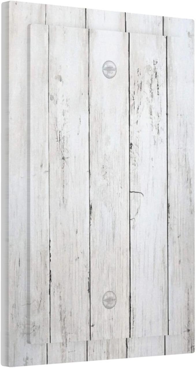 Modern Rustic Wood White Oak Print Light Switch Cover Plate 1 Gang No Device Blank Electrical Wall Plates Faceplate Decorative Switch Plate Covers for Farmhouse Home Decor