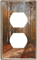 Decorative Art Light Switch Covers Maple Path 1 Gang Single Duplex Outlet Wall Plate Switchplate Electrical Faceplate for Home Decor