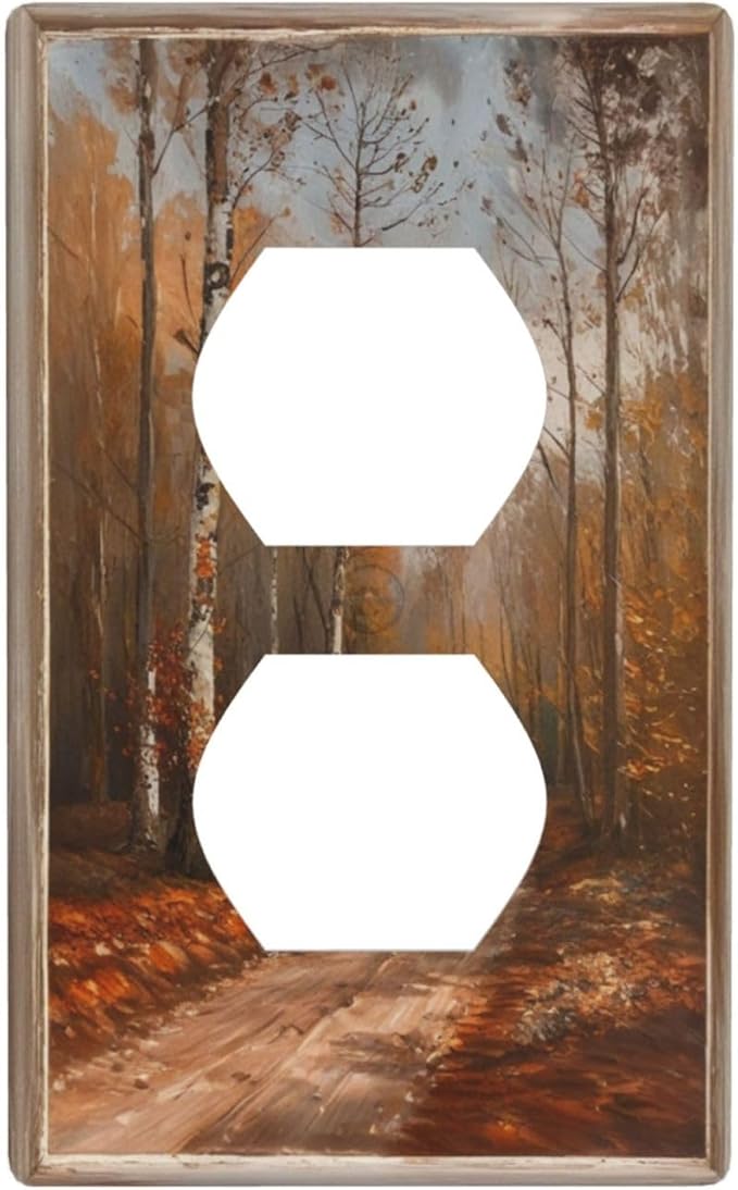 Decorative Art Light Switch Covers Maple Path 1 Gang Single Duplex Outlet Wall Plate Switchplate Electrical Faceplate for Home Decor