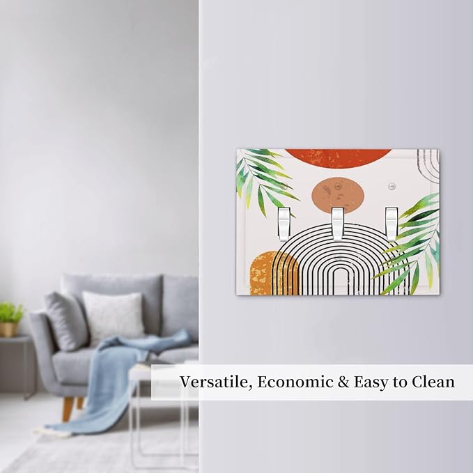 Modern Bohemian Abstract Green Leaf Triple Toggle Decorator Outlet Light Switch Wall Plate Cover Red Boho Sun Middle Century Minimalist Jumbo Decorative 3 Gang Three Device Receptacle Faceplate Cover