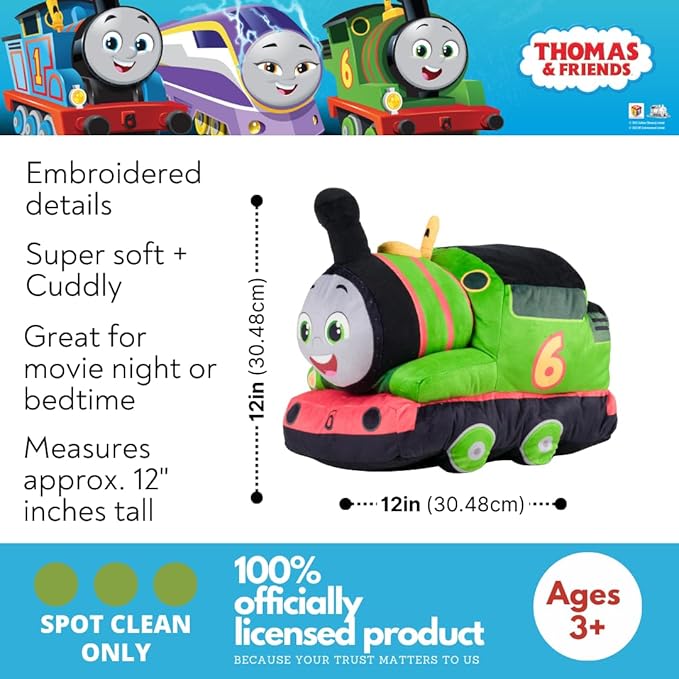 Thomas & Friends Percy Engine Train Kids Bedding Super Soft Plush Cuddle Pillow Buddy, (Officially Licensed Product) By Franco