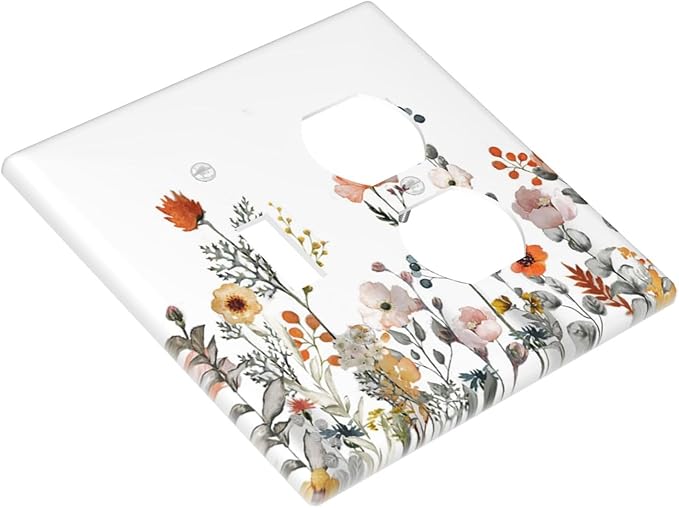 Wallplates Colorful Wildflowers Boho Vintage Floral 1 Toggle 1 Duplex Switch Plate Electrical Gfci Faceplate Decorative Light Switch Covers For Bed Room Living Room Decor