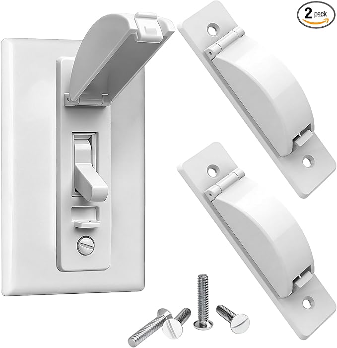 Light Switch Guard, 2 Pack Light Switch Lock, Light Switch Cover Guard, Child Proof Light switch cover, Prevent Children and Adults from Accidentally Turning Your Lights on or off (White)