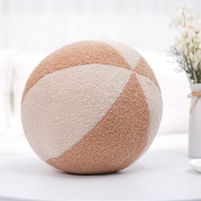 12 Inch Round Hugging Pillow Stuffed Ball Plush Toy Soft Plushies Throw Pillows Kids' First Plush Toys for Home Decor or Gift for Kids and Lovers (Cream & Beige)