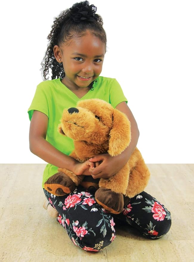 ROYLCO Theo The Sensory Companion Dog, Stuffed Animal, 2.5 lbs, Sensory Toy, Soft Fur, Heat/Cool Pack, Stuffed Animal for Children & Adults Brown