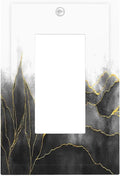 Decorative Outlet Covers Black And Gold Marble White Golden Leaves 1 Gang Single Rocker Light Switch Cover Plate Wall Plates GFCI Faceplate for Bedroom living Room Decor