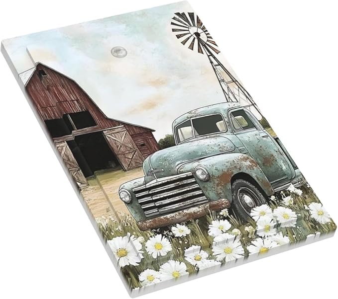 Retro Trucks Old Barn Windmill Teal Car Rustic Light Switch Cover Plate 1 Gang No Device Blank Electrical Wall Plates Faceplate Decorative Switch Plate for Farmhouse Home Decor