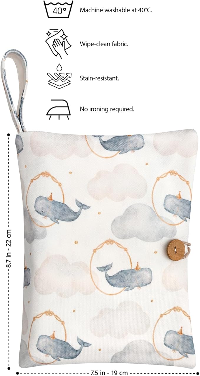 Baby Diaper Bag Organizer, Portable Baby Essentials Storage Pouch for Parents and Caregivers, Organizer Insert for Stroller and Handbag, Machine Washable (Whale)