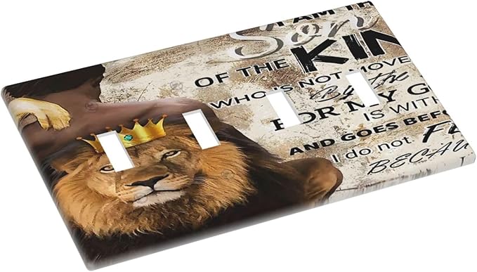 Quotes African Man Afro Lion 4 Gang Device Light Switch Cover Decorative Quad Toggle Wall Plate Decorative Electrical Faceplate for Home Bedroom Art Decorate