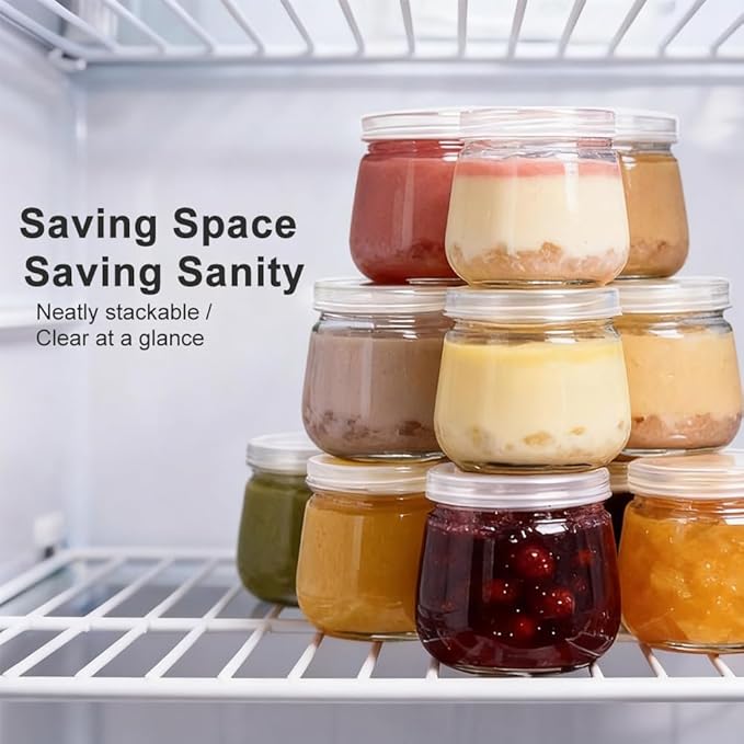 Baby Food Storage Containers,12 Pack Baby Food Containers with Lids,6 oz Glass Baby Food Jars,Small Snack Containers for Toddlers,Thickened Baby Food Storage Containers for Infant and Baby