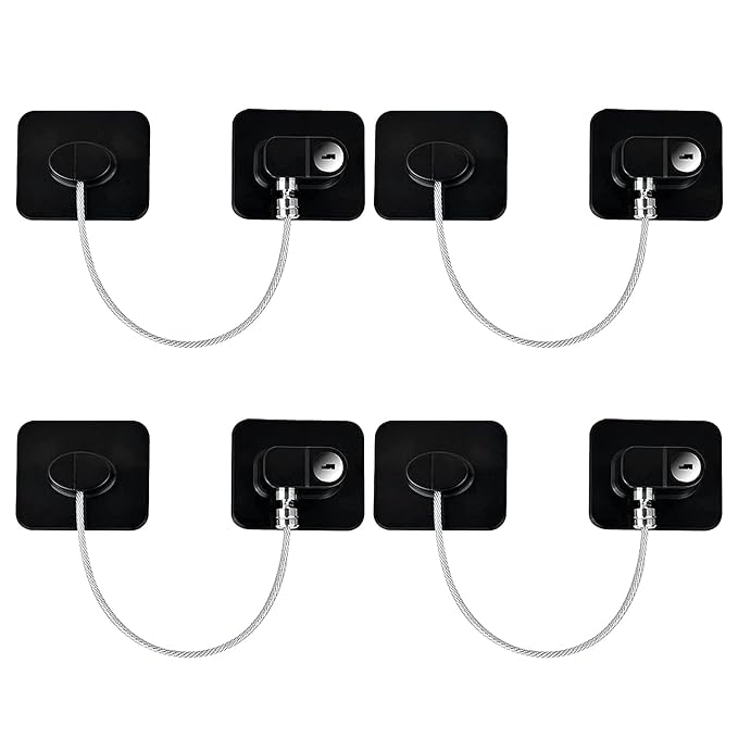 YEYA Upgraded Refrigerator Locks 4 Pack with Keys, Baby Proof Cabinet Locks, Safety Door Locks for Toddler