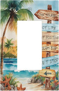 Tropical Beach Palm Tree Summer Coastal Ocean Sunset Decorative Outlet Covers 1 Gang Single Rocker Light Switch Cover Plate Wall Plates GFCI Faceplate for Bedroom Living Room Decor