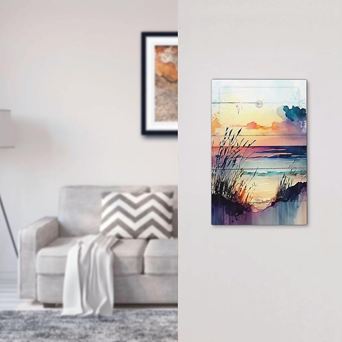 Decorative Light Switch Plate Covers Sunset Beach Abstract Nature Coastal Seascape 1 Gang No Device Single Blank Outlet Covers Wall Plate Light Switch Cover Plate for Bedroom Home Decor