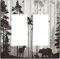 Outlet Covers Rustic Deer Hunting Forest Woodland 2 Gang Wall Plate Double Rocker Light Switch Cover Country Decorative GFCI Receptacle Cover Electrical Switchplate for Farmhouse Home Decor