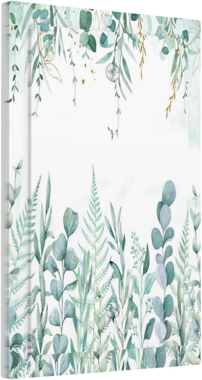 Boho Green Eucalyptus Leaf Floral Sage Flower Light Switch Cover Plate 1 Gang No Device Blank Electrical Wall Plates Faceplate Decorative Switch Plate Covers for Bedroom Living Room Decor