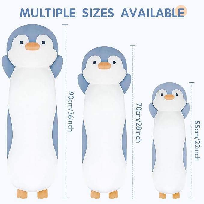 Dalmao 22 inch Long Penguin Body Pillow for Kids, Big Penguin Stuffed Animal Plush Toys, Cute Cuddle Pillow Gift for Kids, Girls, Girlfriends, Birthday