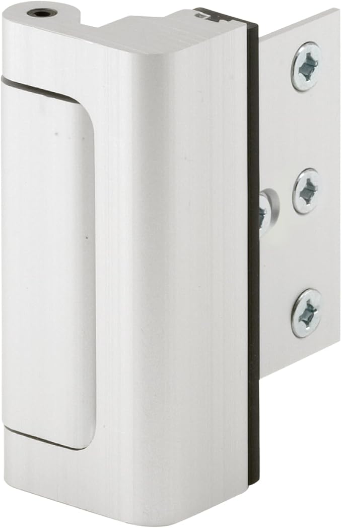 Prime-Line U 10827 Door Reinforcement Lock – Add Extra, High Security to your Home and Prevent Unauthorized Entry – 3 In. Stop, Aluminum Construction, Satin Nickel (Single Pack)